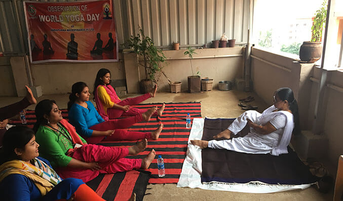 AFPL employees showing their enthusiasm while participating in the celebration of 3rd International Yoga Day at its Head Office